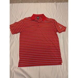 Footjoy Polo Shirt Men's Large Hantz Golf Club Tecumseh Michigan Red Striped